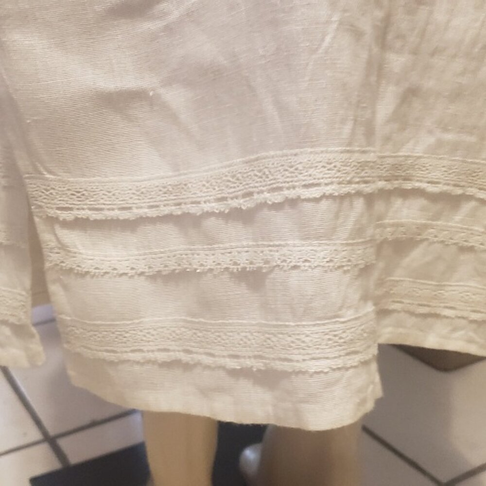 Karavan White 100% Linen Midi Skirt Size L - Picture 3 of 5